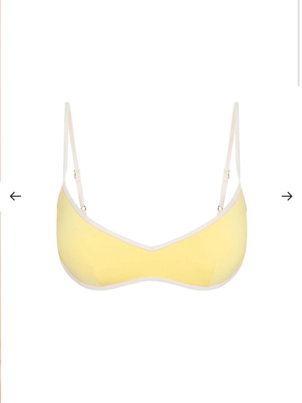 Monday Swimwear Pale Yellow Wireless Bikini Top with Cream Trim